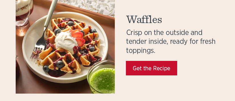 Waffles - Crisp on the outside and tender inside, ready for fresh toppings. 