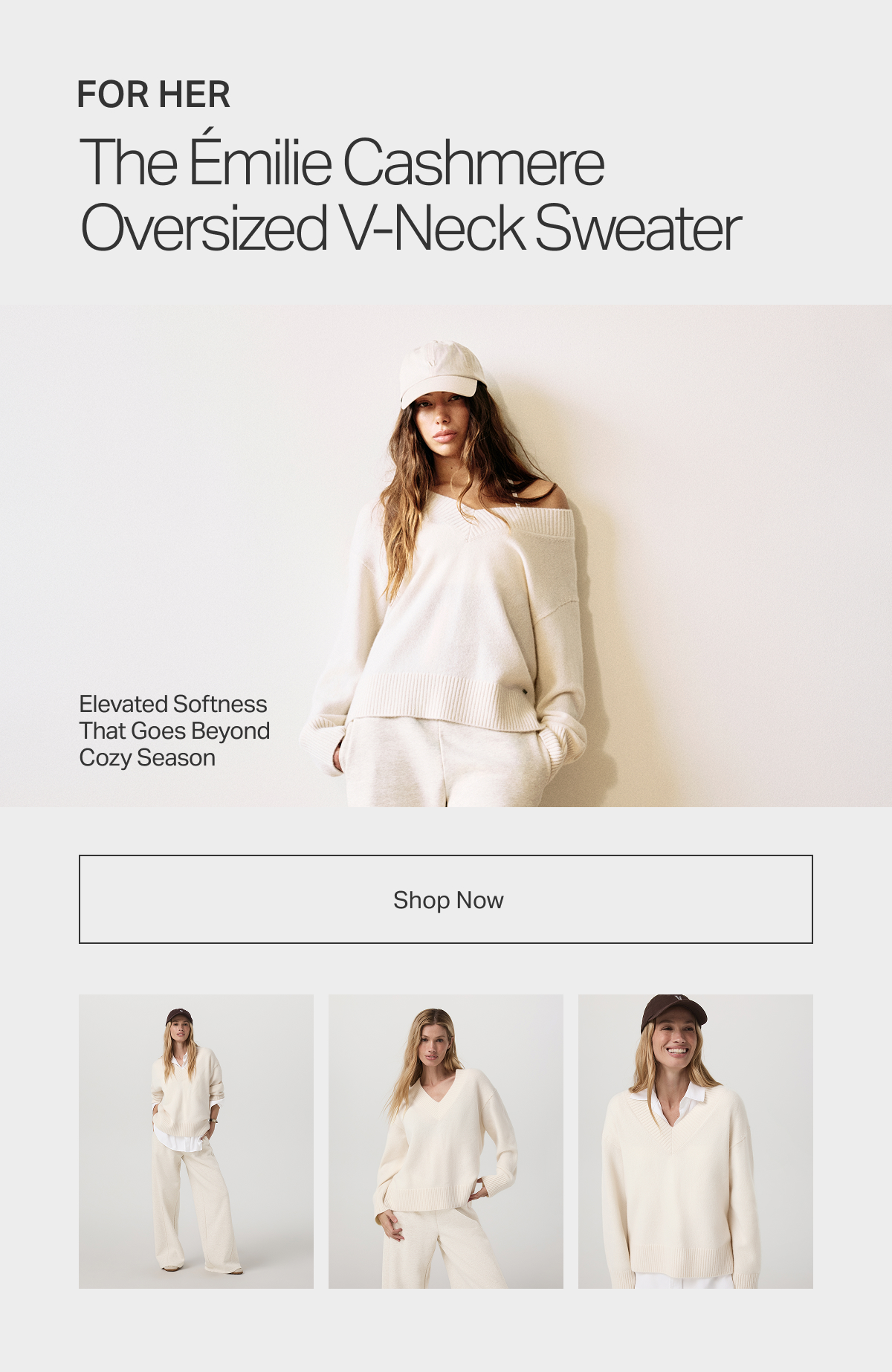 The Emilie Cashmere Oversized V-Neck Sweater