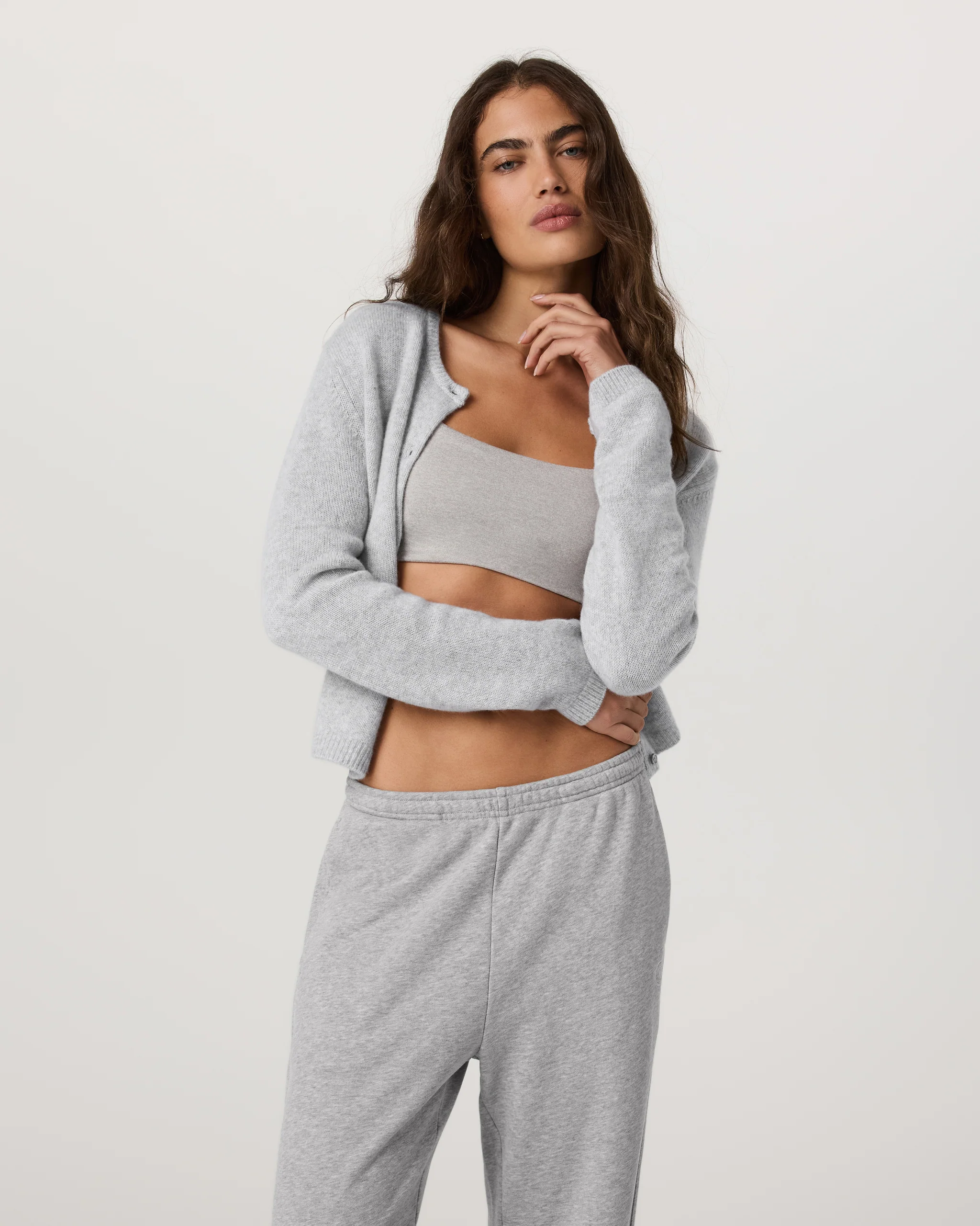 Image of Émilie Cashmere Cardi | Pale Grey Heather