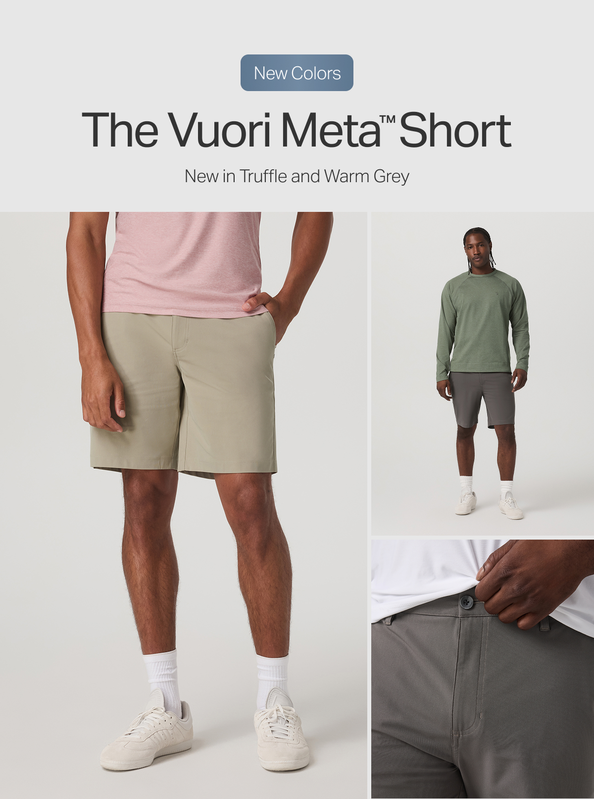 The Vuori Meta Short - New in Truffle and Warm Grey