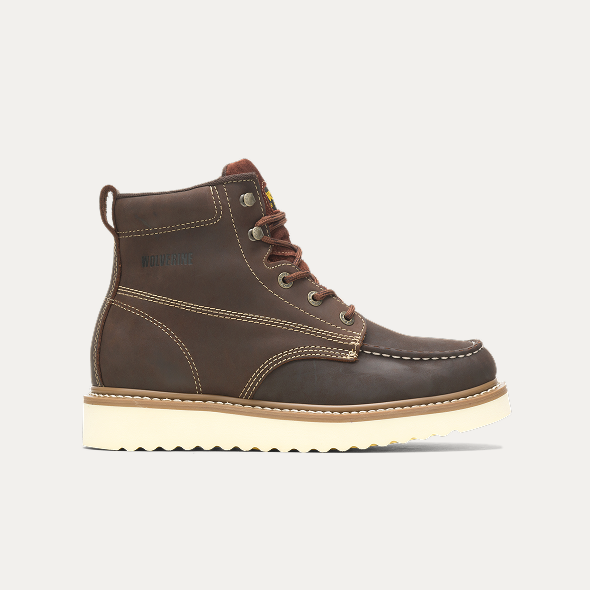Wolverine - Men's Apprentice Wedge 6-inch Moc-Toe Work Boot - Fossil colorway.