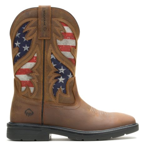 Wolverine - Men's Rancher Flag Wellington Work Boot - Brown colorway.