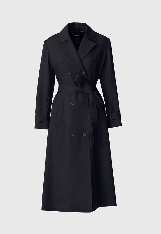 Lorna Wool Gabardine Trench Coat in Navy