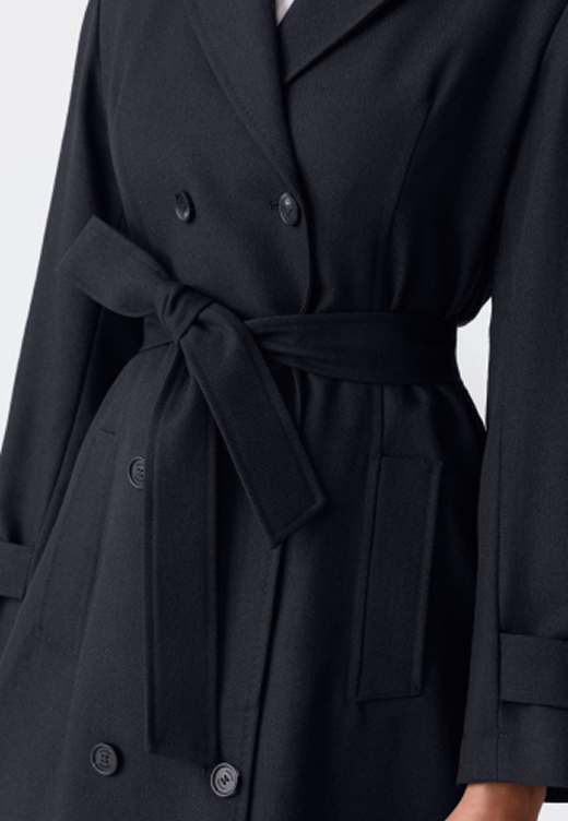 Serafina Wool Gabardine Trench Coat in Navy