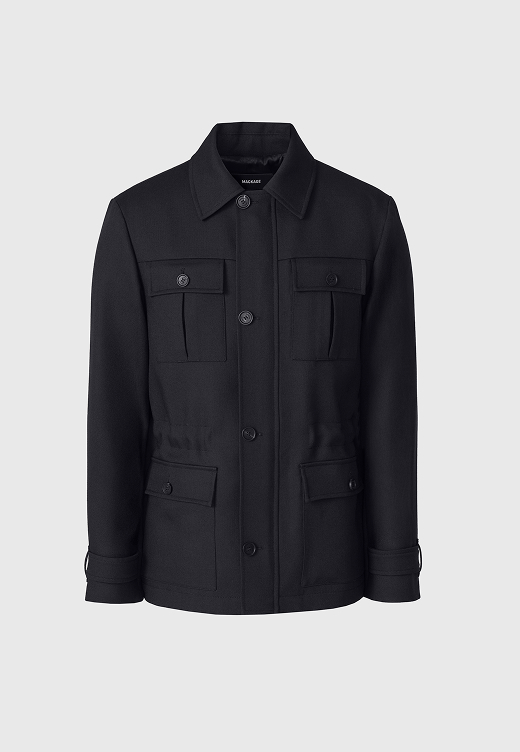 Judson Wool Gabardine Safari Jacket in Navy