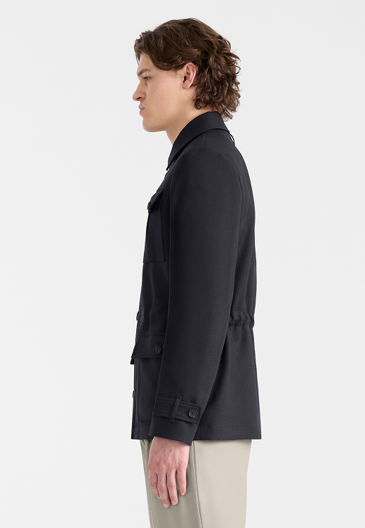 Judson Wool Gabardine Safari Jacket in Navy
