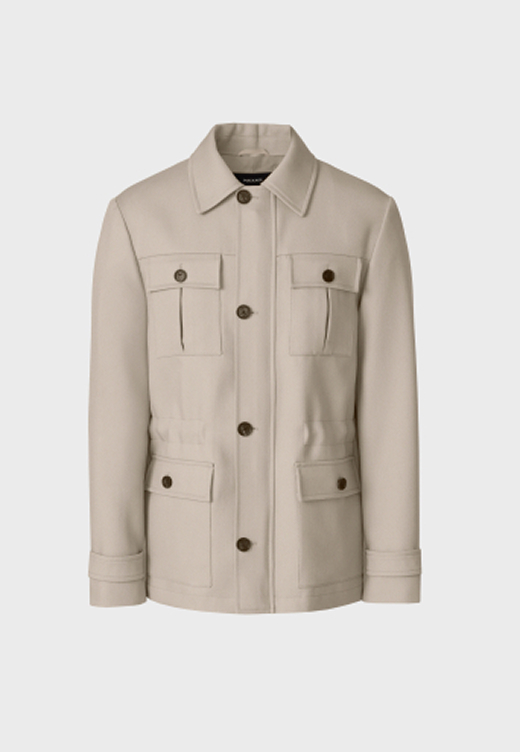 Judson Wool Gabardine Safari Jacket in Taupe