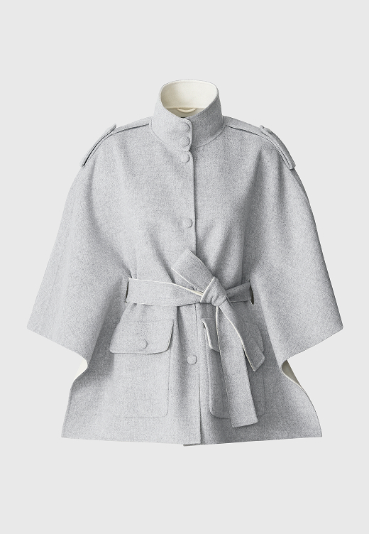 Henrietta Double-Face Wool Cape Jacket in Light Grey Mix