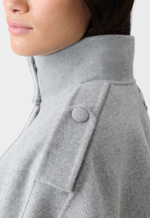 Henrietta Double-Face Wool Cape Jacket in Light grey Mix