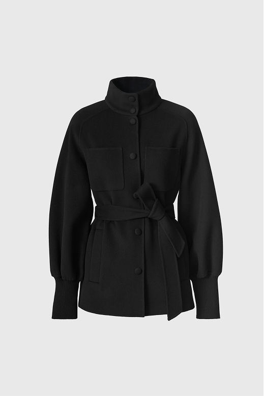 Shania double-dace wool belted jacket for women in black