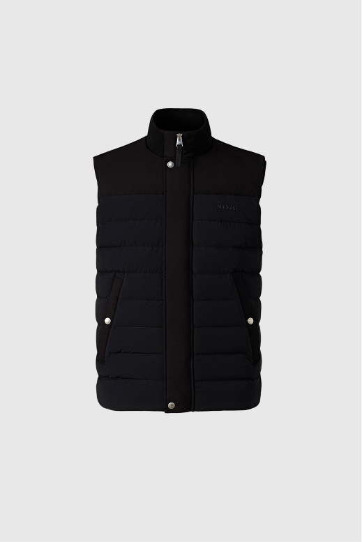 Brody down-filled quilted vest for men in black