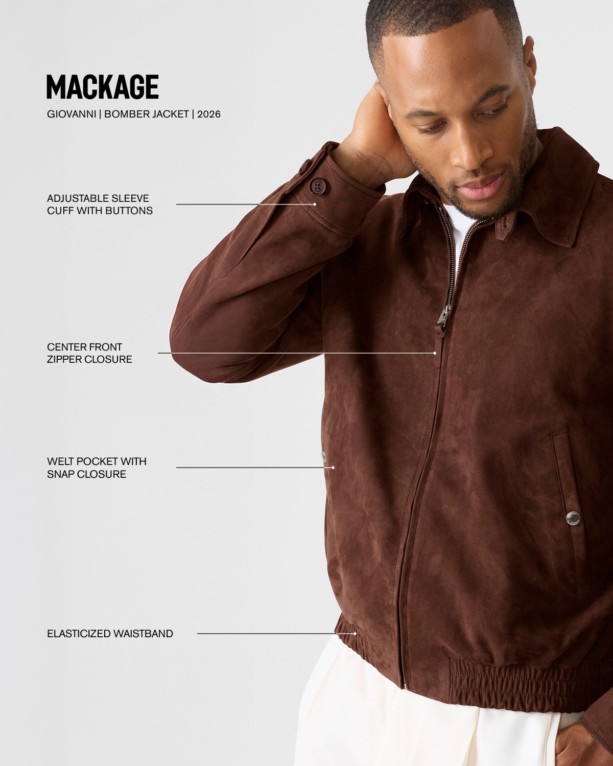 GIOVANNI-SU suede bomber jacket for men