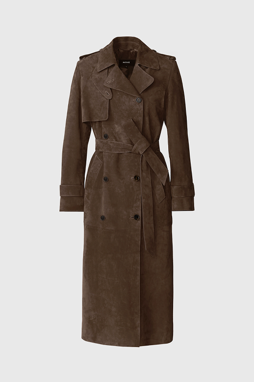 GAEL-SU maxi suede trench coat for women