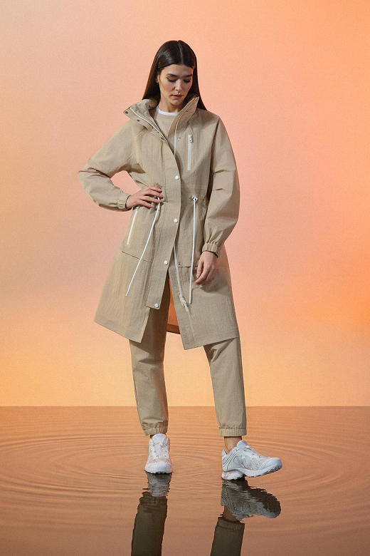 MAKAYLA Knee-Length Seam-Sealed Rain Jacket for Women