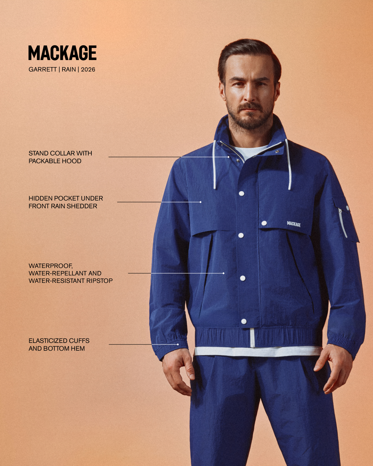 GARRETT Seam-Sealed Ristop Rain Jacket for Men
