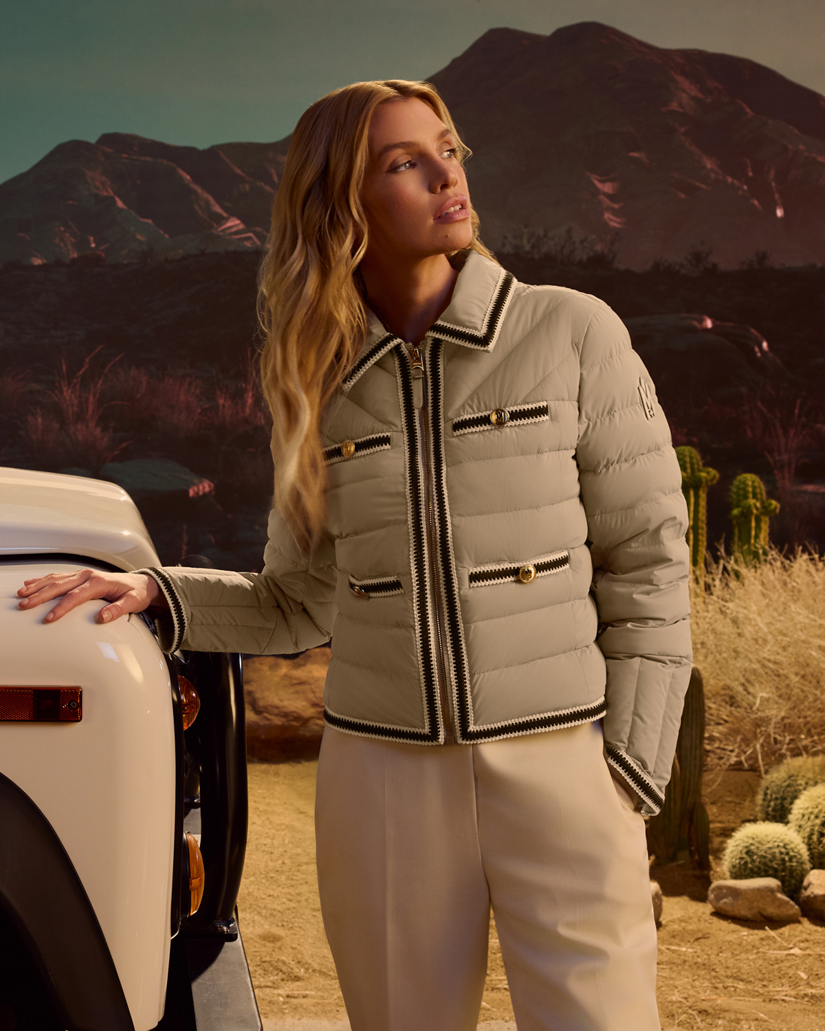 PETUNIA Crocheted Trim Down Jacket for Women