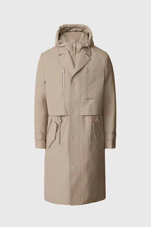 STERLING 2-in-1 Long Trench Coat with Removable Down Bib for Men