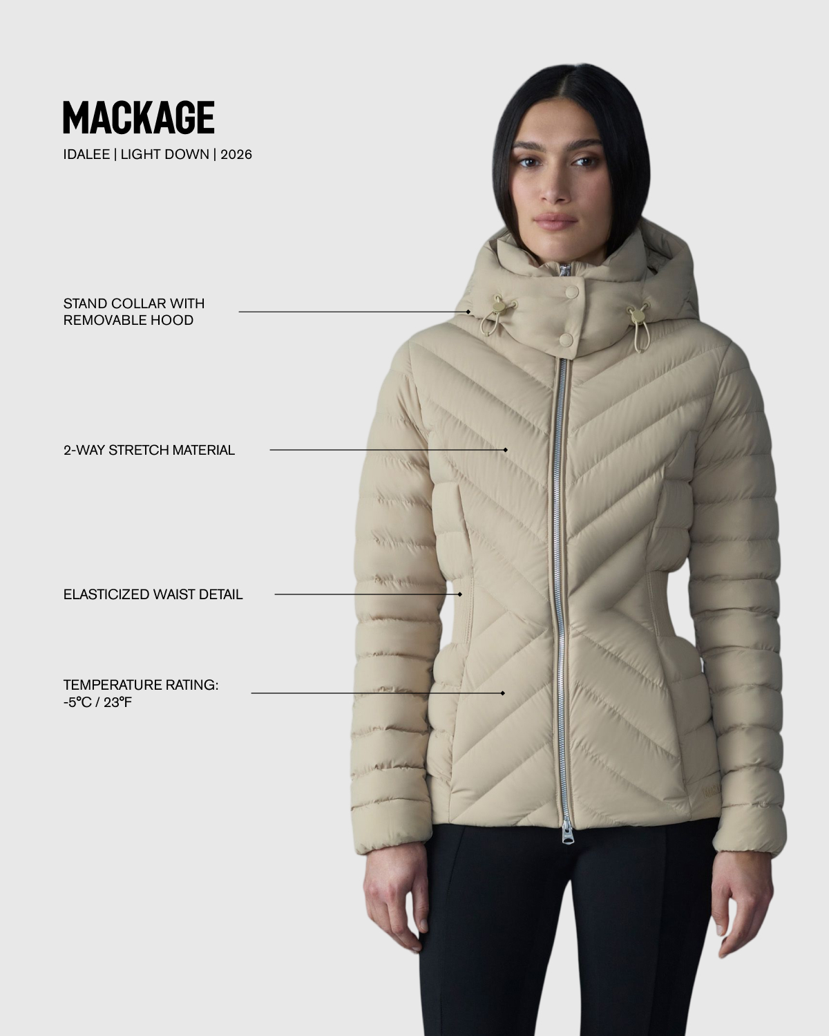 IDALEE Light down hooded jacket for Women