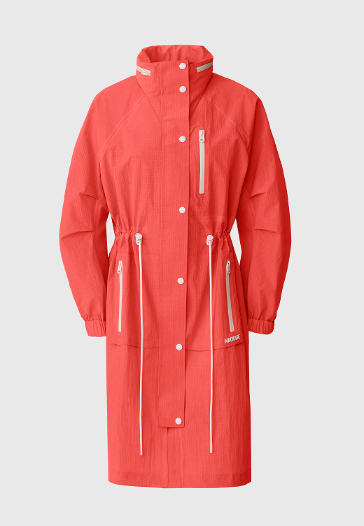 MAKAYLA Knee-Length Seam-Sealed Rain Jacket for Women