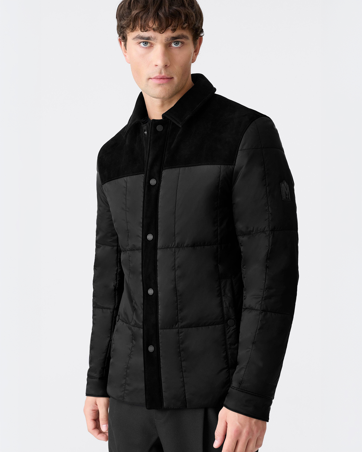 HENRIK Mixed-Media Suede Shirt Jacket