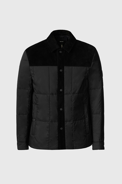 HENRIK Mixed-Media Suede Shirt Jacket