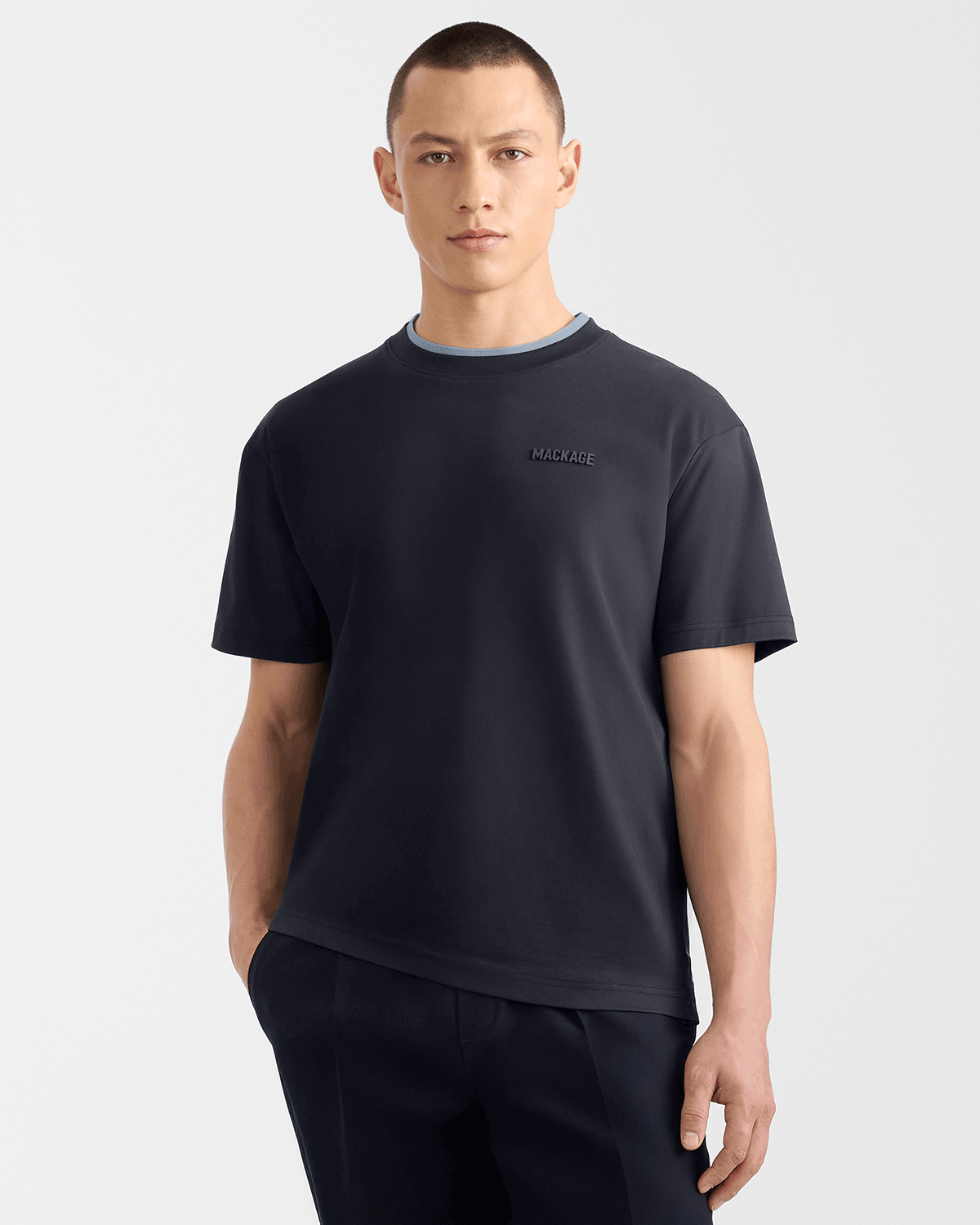 TEE-MNV Double Crewneck Collar T-Shirt