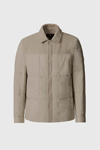 HENRIK Mixed-Media Suede Shirt Jacket