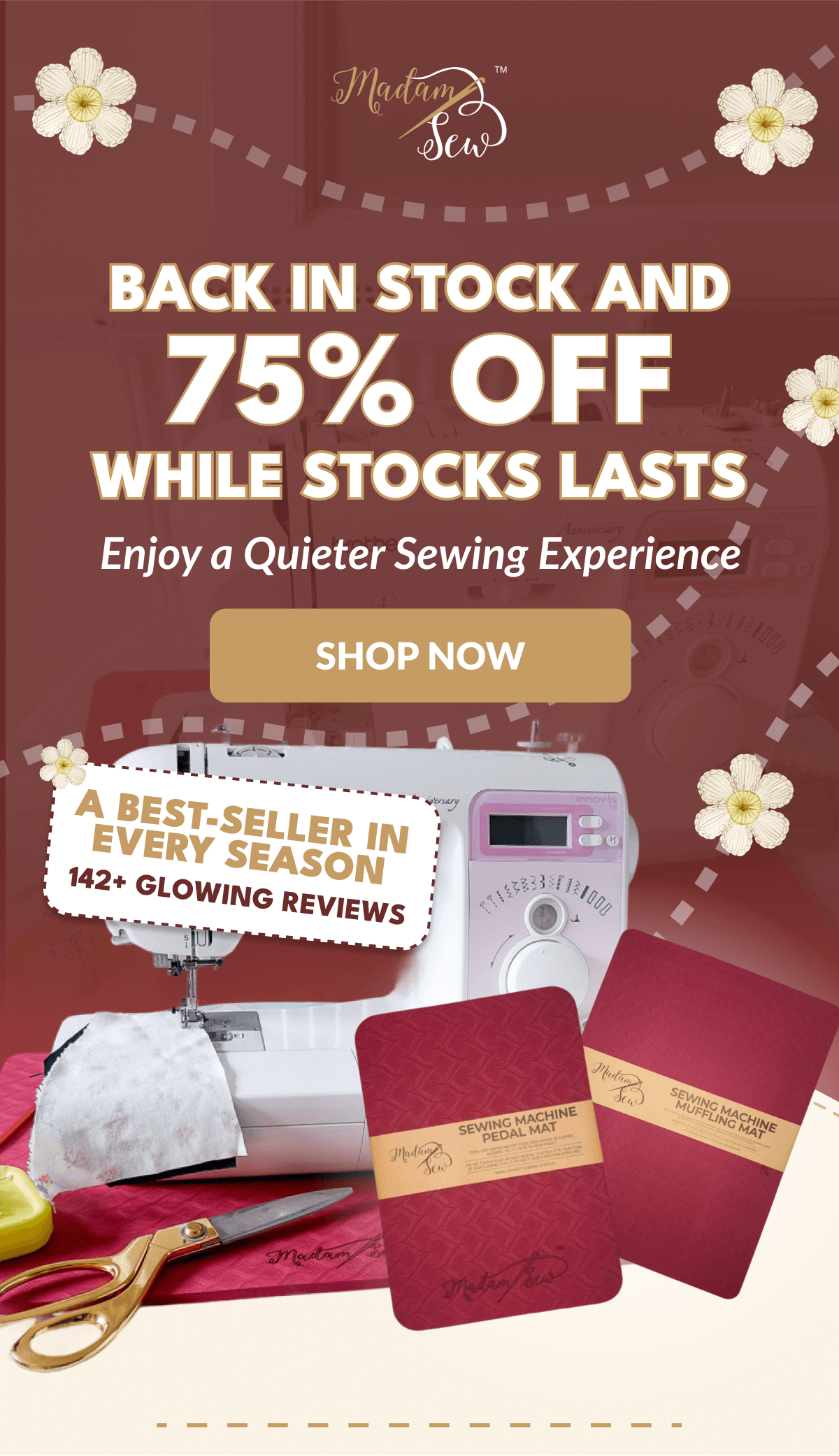BACK IN STOCK AND 75% OFF WHILE STOCKS LASTS, | Enjoy a Quieter Sewing Experience [SHOP NOW]