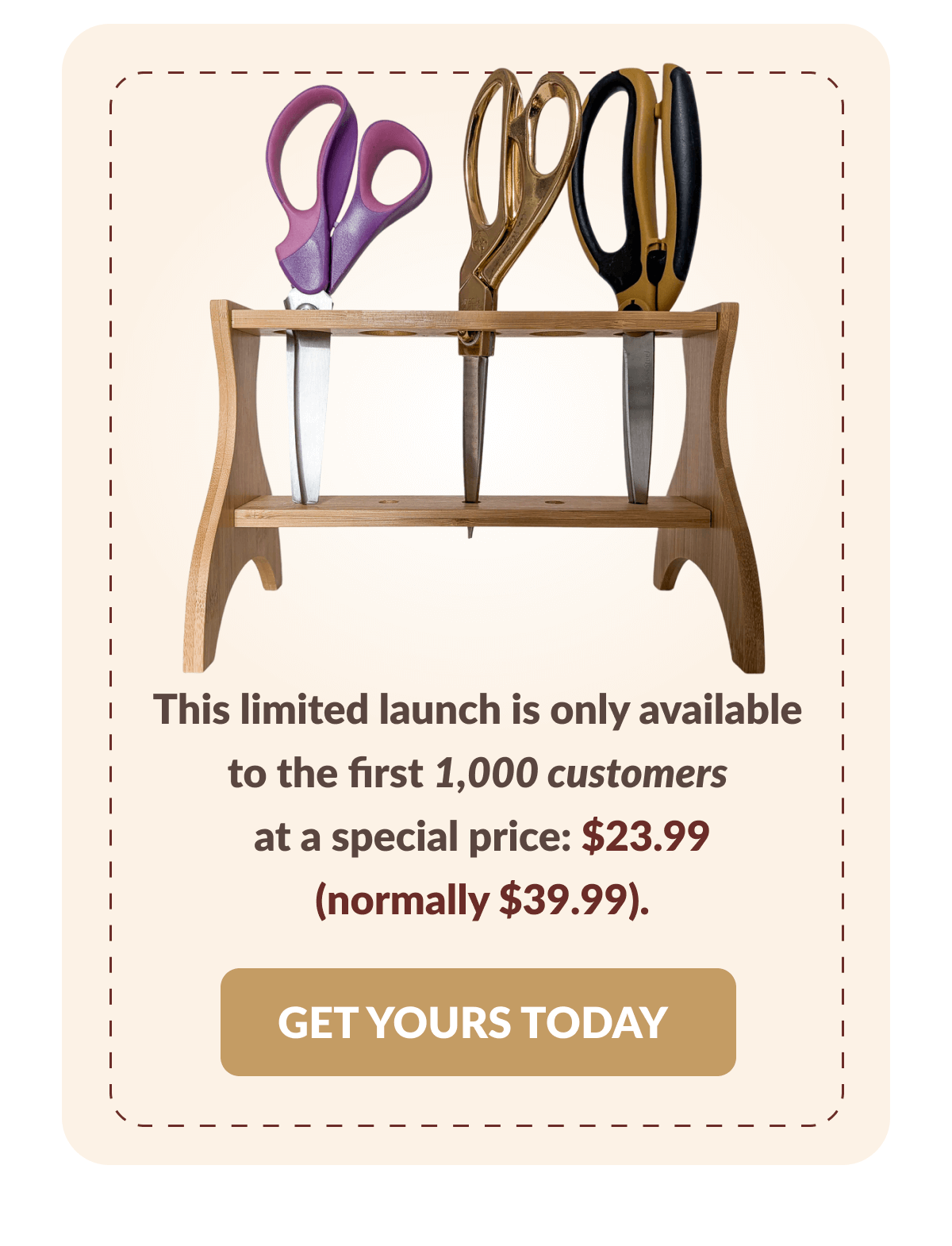 This limited launch is only available to the first 1,000 customers at a special price: $23.99 (normally $39.99). [GET YOURS TODAY]