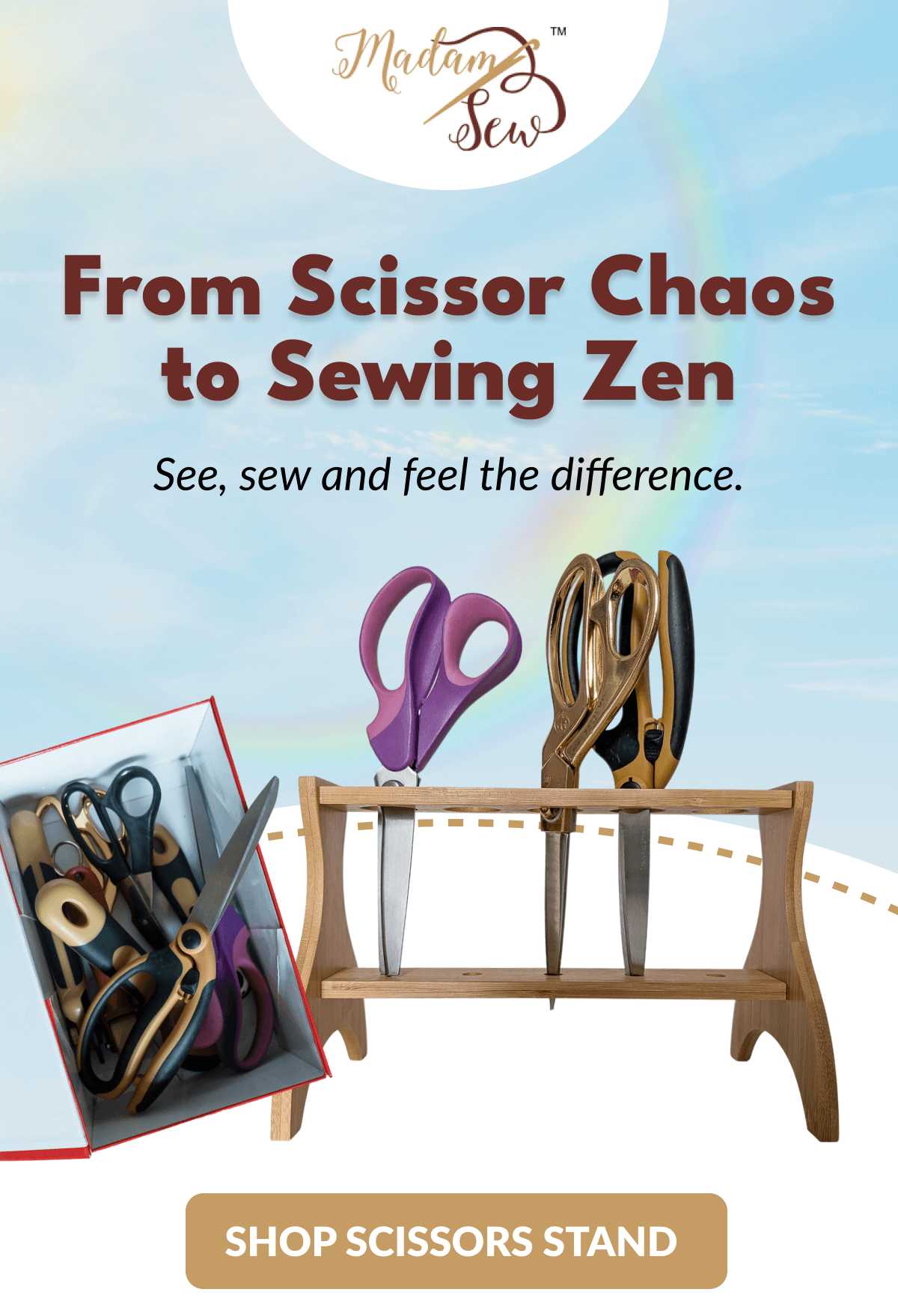 From Scissor Chaos to Sewing Zen | See, sew and feel the difference. [SHOP SCISSORS STAND]