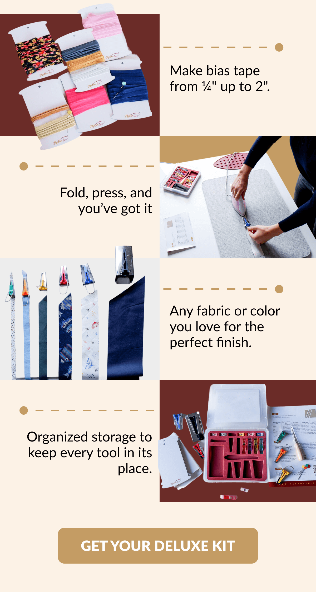 Make bias tape from ¼