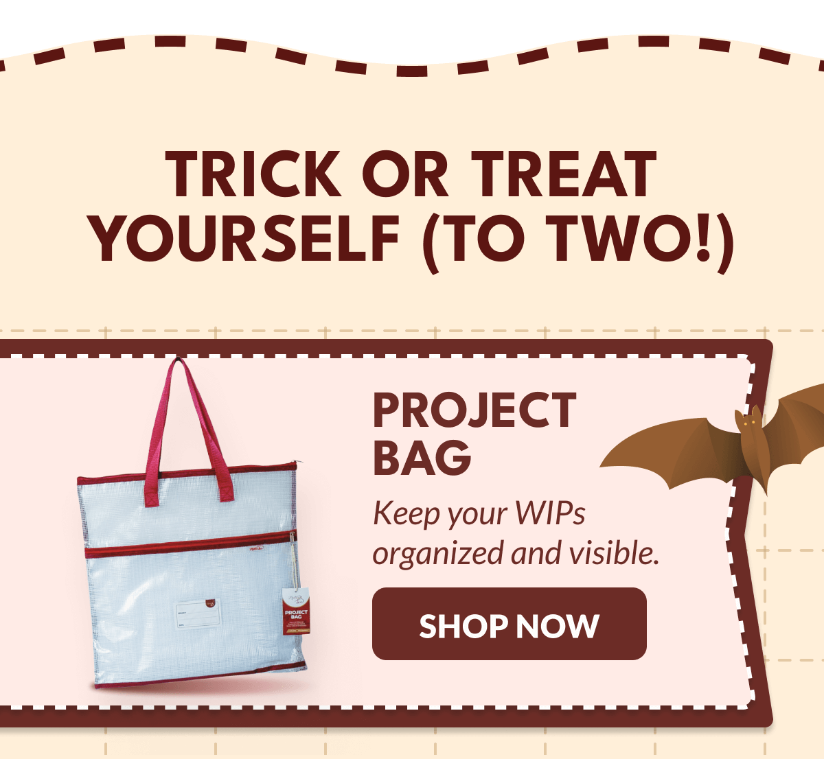 TRICK OR TREAT YOURSELF (TO TWO!) PROJECT BAG | Keep your WIPs organized and visible. [SHOP NOW]