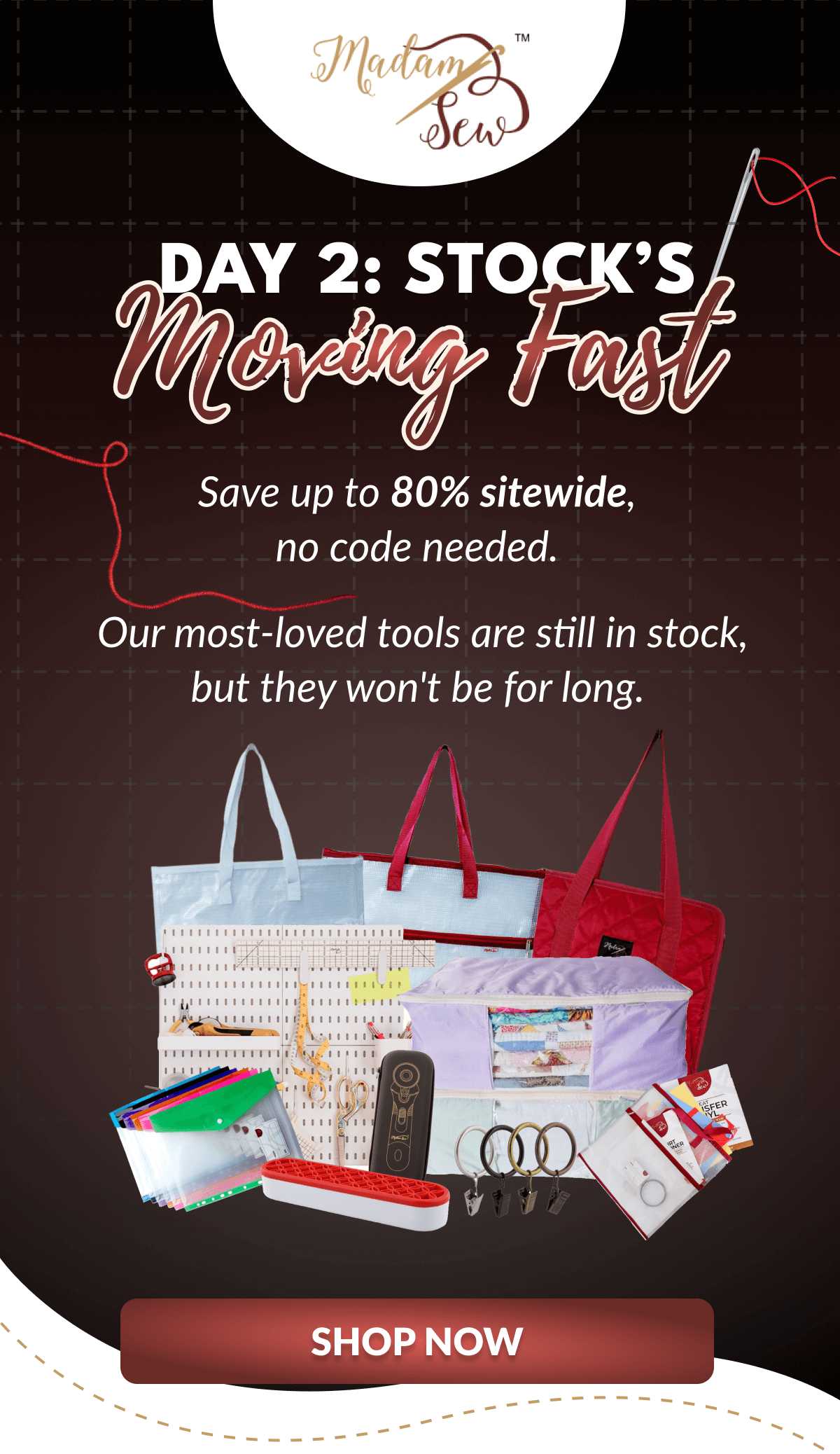 DAY 2: STOCK'S Moving Fast | Save up to 80% sitewide, no code needed. Our most-loved tools are still in stock, but they won't be for long. [SHOP NOW]