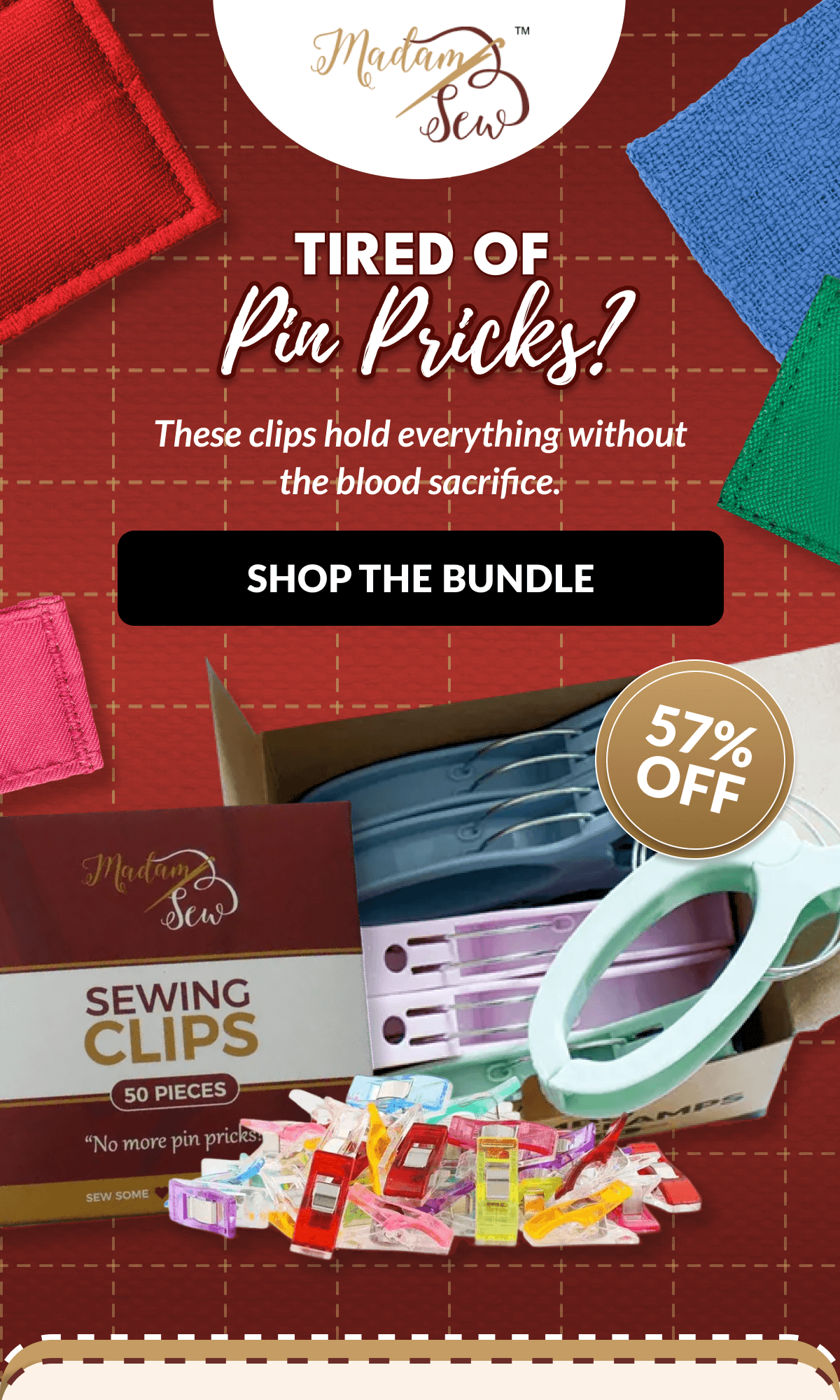 TIRED OF Pin Pricks? | These clips hold everything without the blood sacrifice. [SHOP THE BUNDLE]