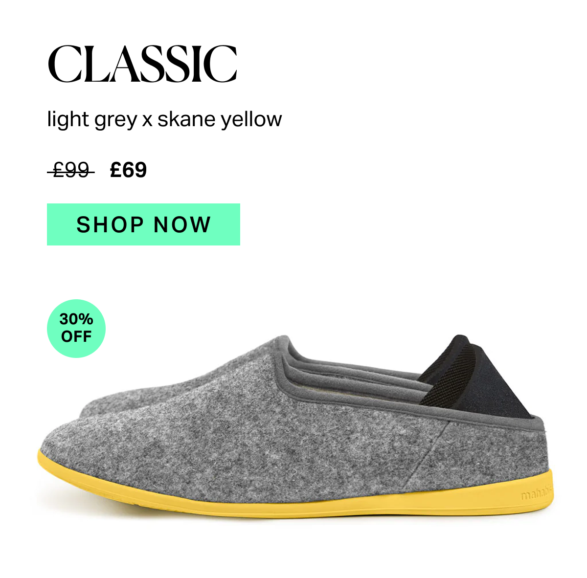 classic in light grey x skane yellow