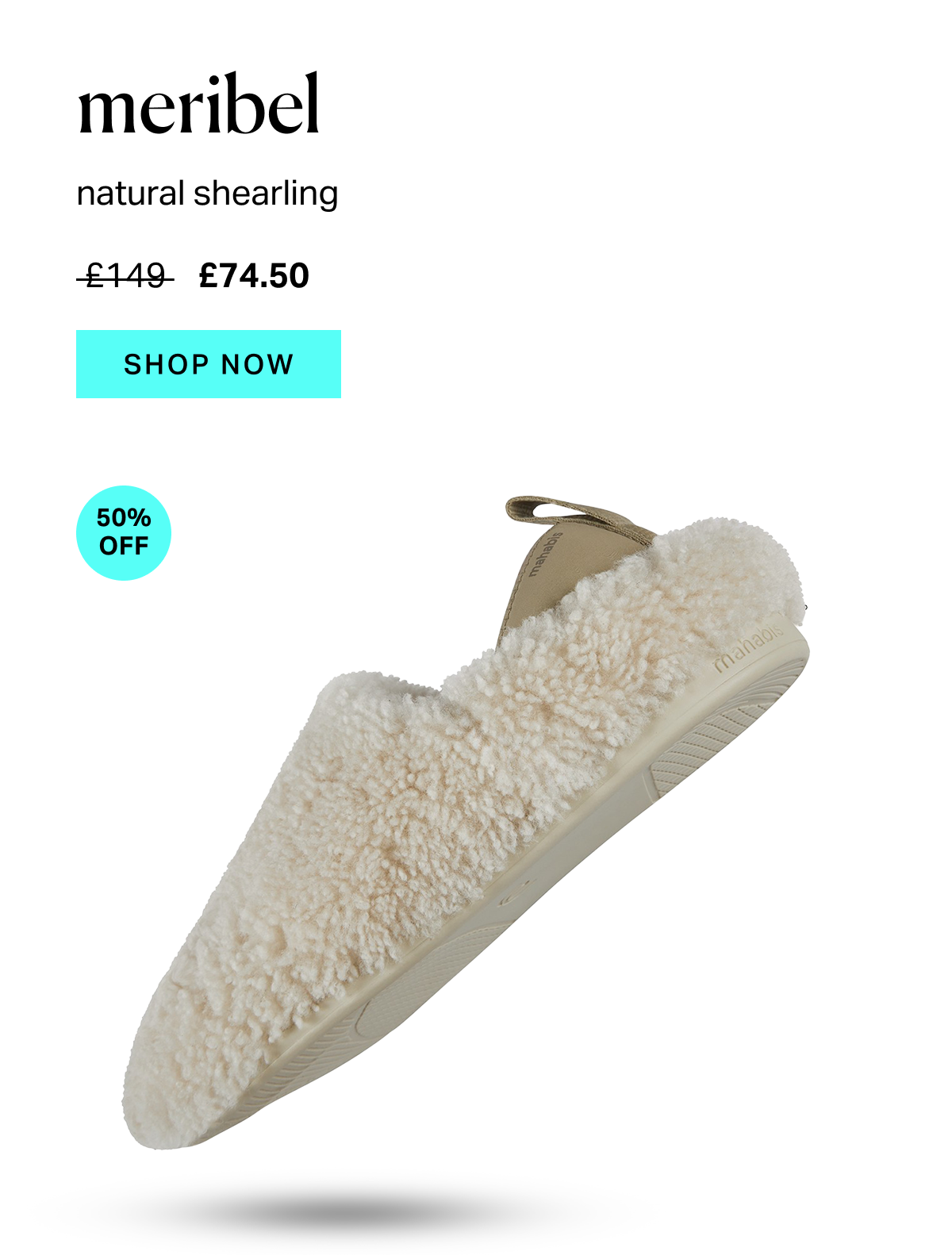 meribel natural shearling