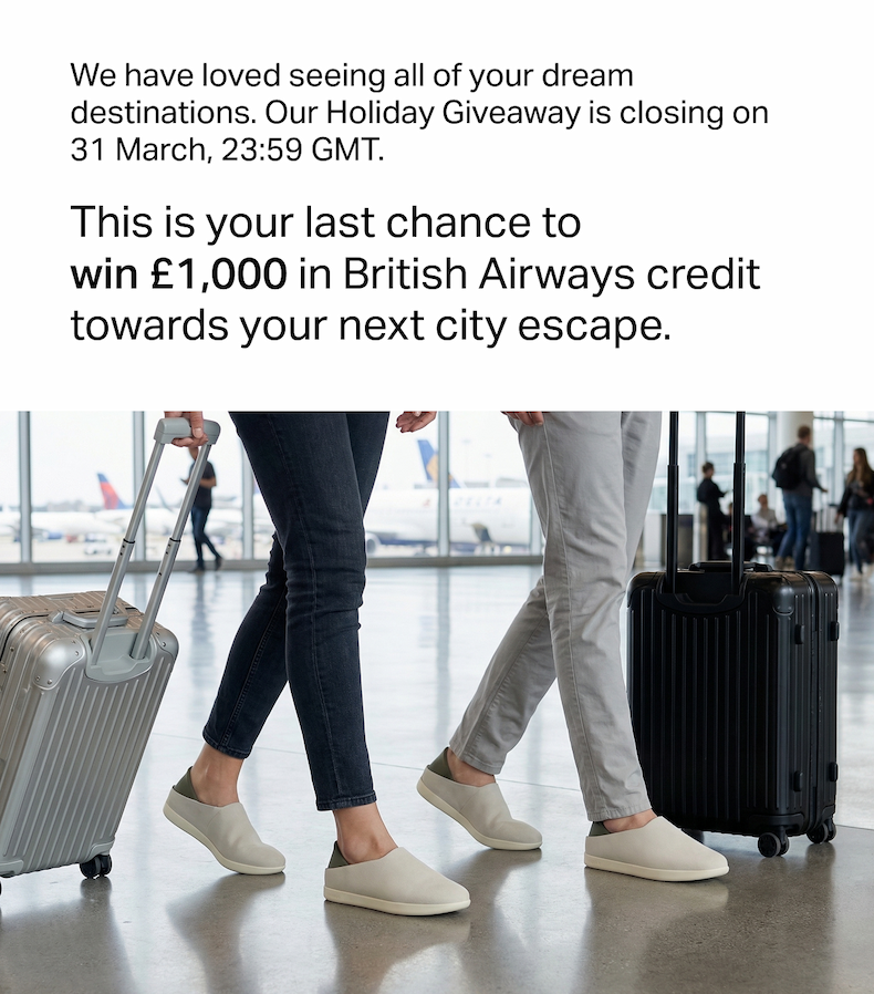 This is your last chance to win £1,000 in British Airways credit towards your next city escape.