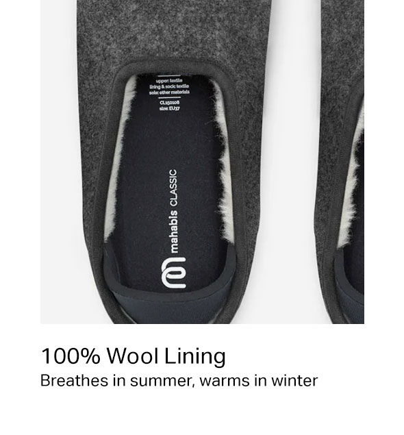 100% Wool Lining - Breathes in Summer, warms in winter
