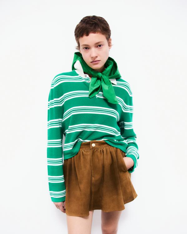 Cropped striped polo jumper
