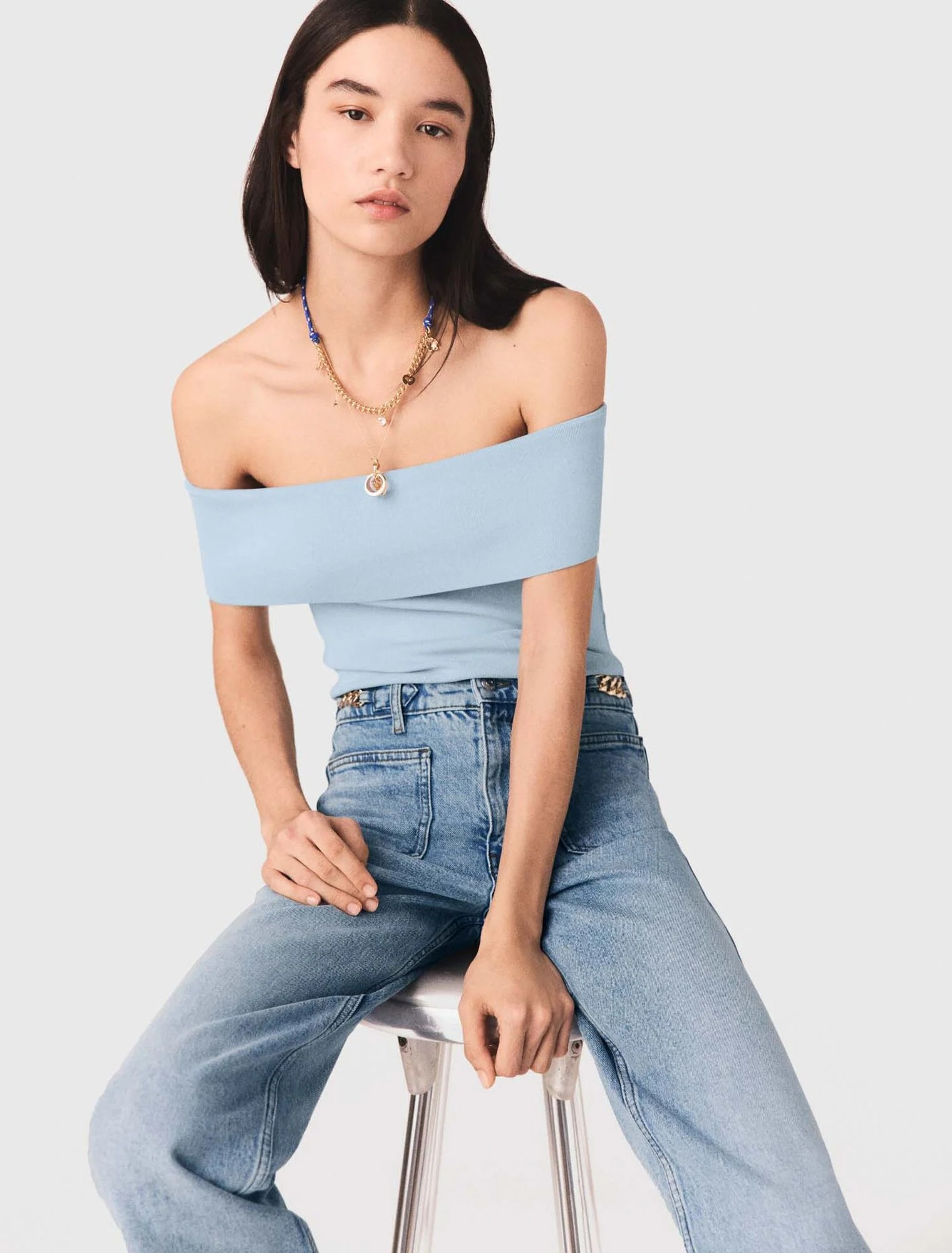 light blue skirt