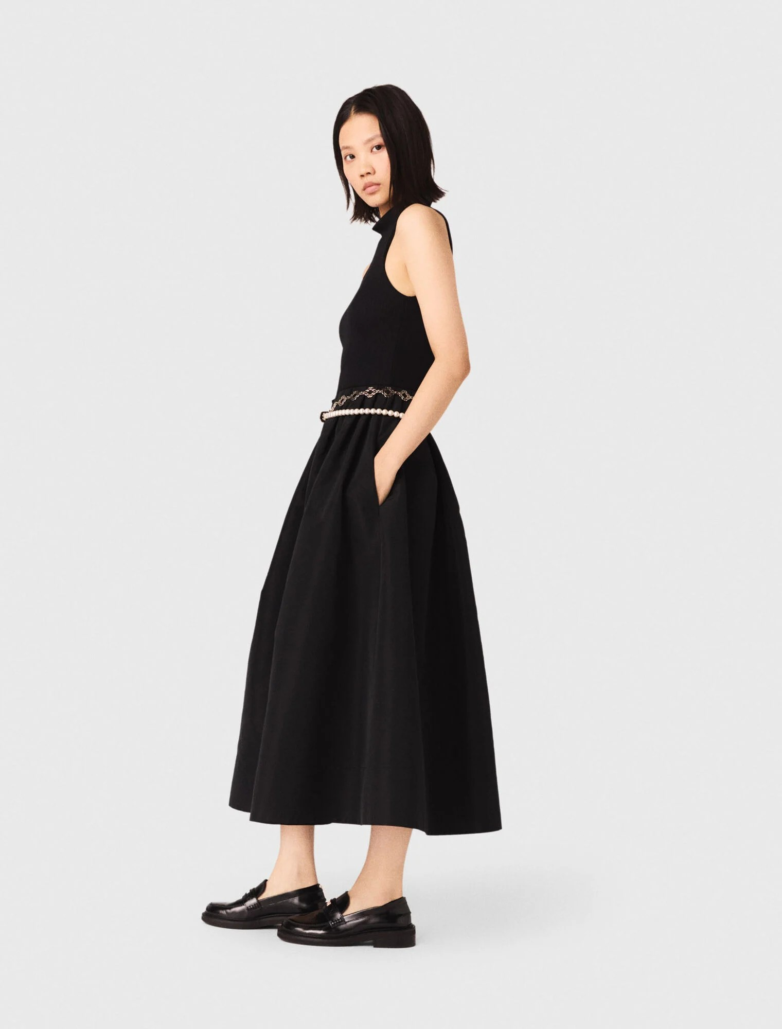 Short Knit Dress with Buttons