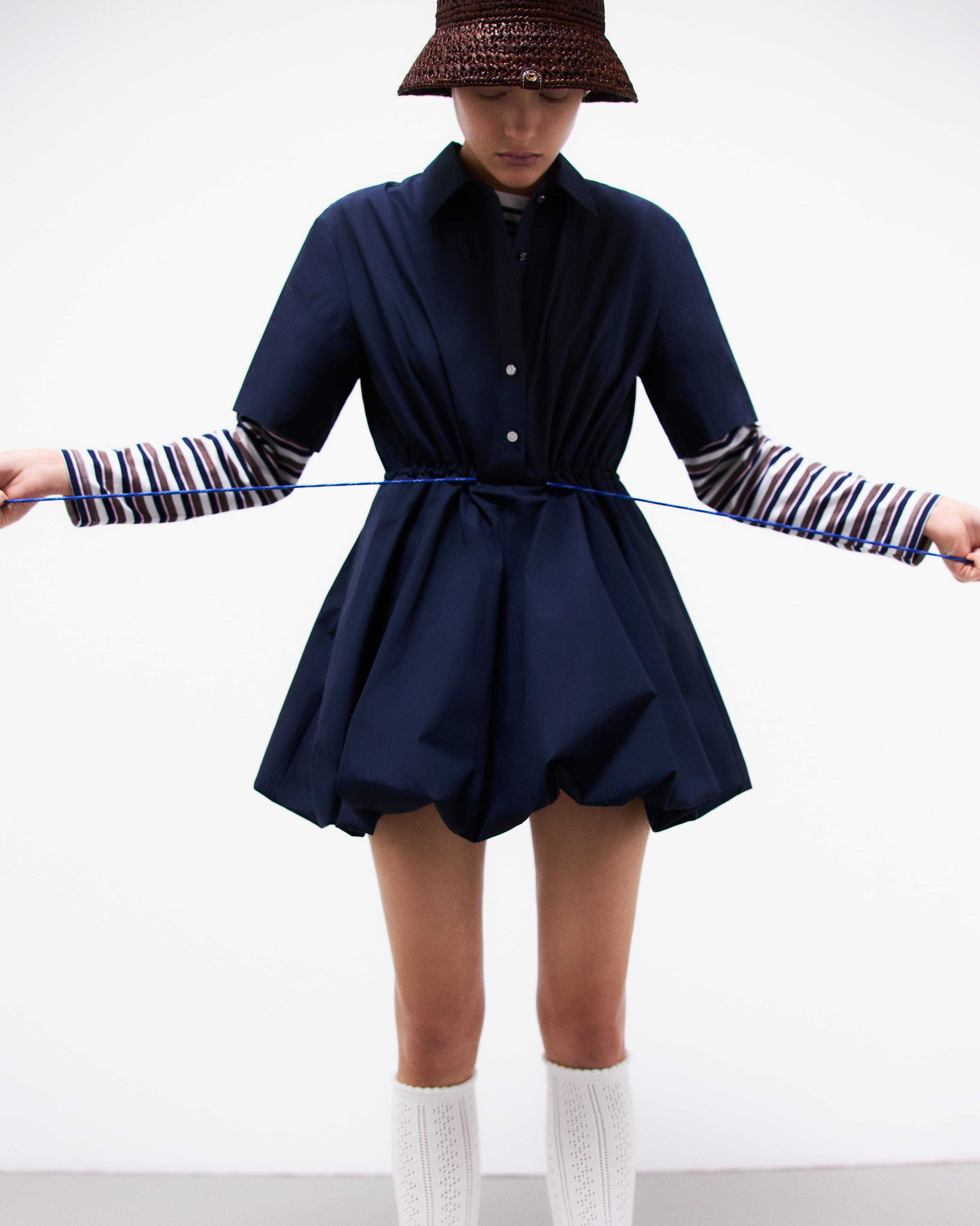Cropped striped polo jumper