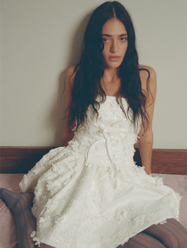 Rhinestone-Embellished Cotton Shirt Dress