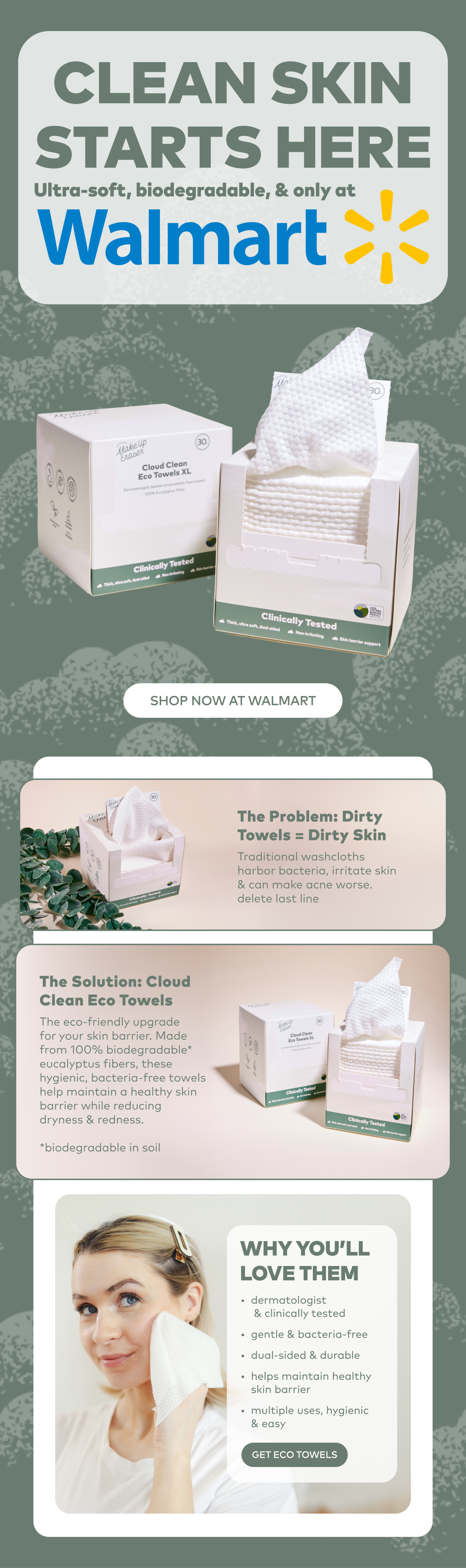 Clean Skin Starts Here: New Cloud Clean Eco Towels only at Walmart