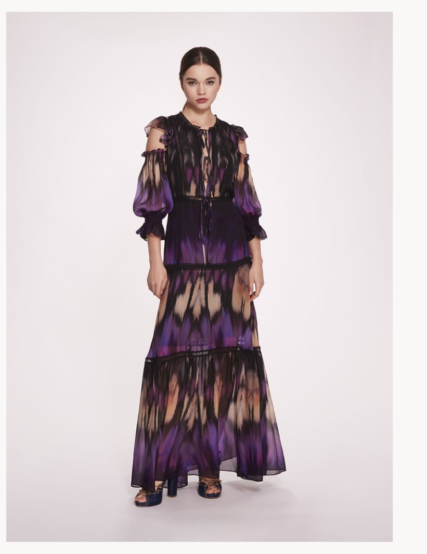 Abstract Viscose Maxi Dress