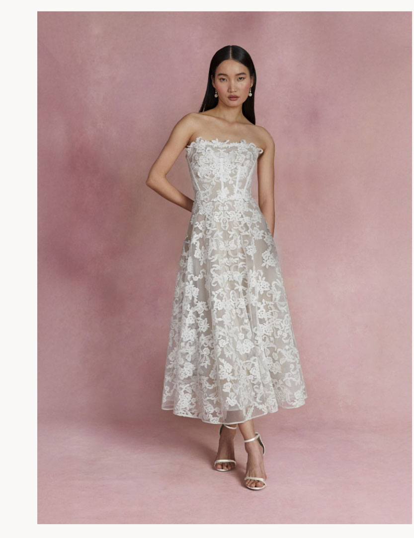 Strapless Corded Midi Dress