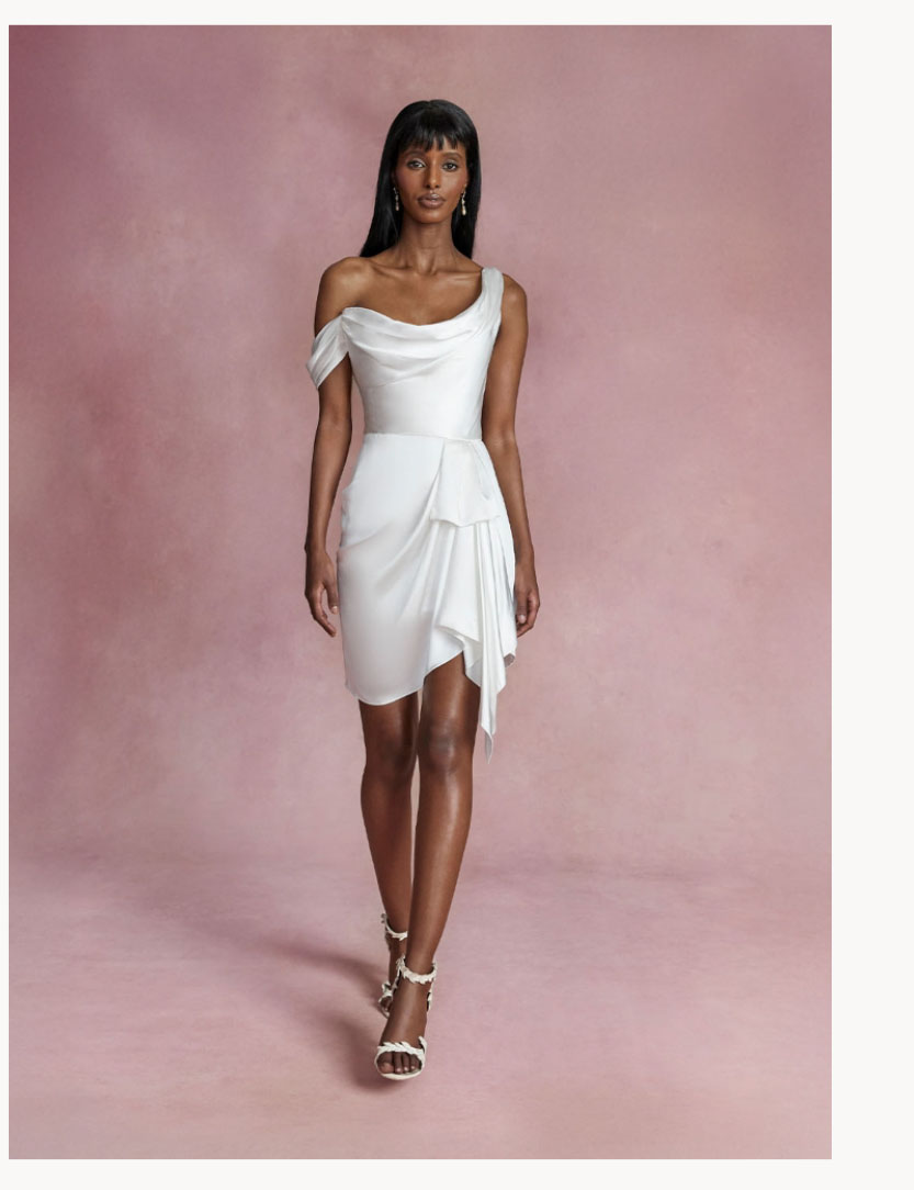 Asymmetric Satin Mini Dress
