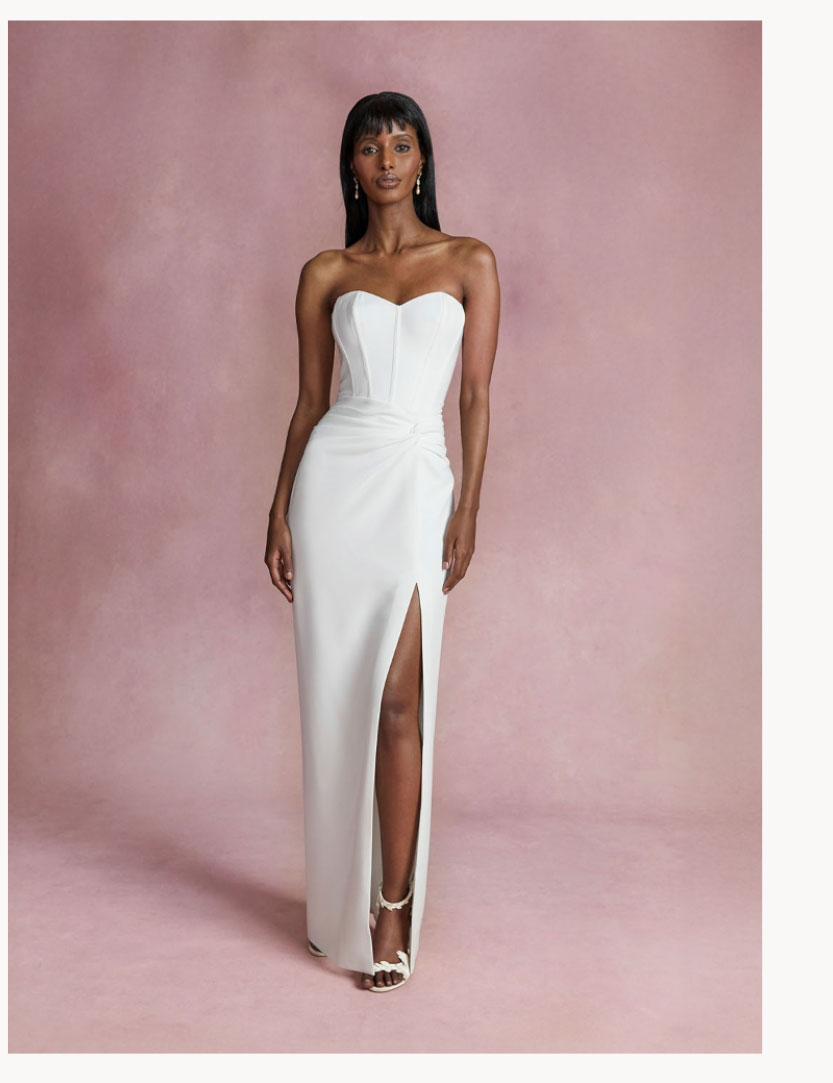 Twist Crepe Column Gown