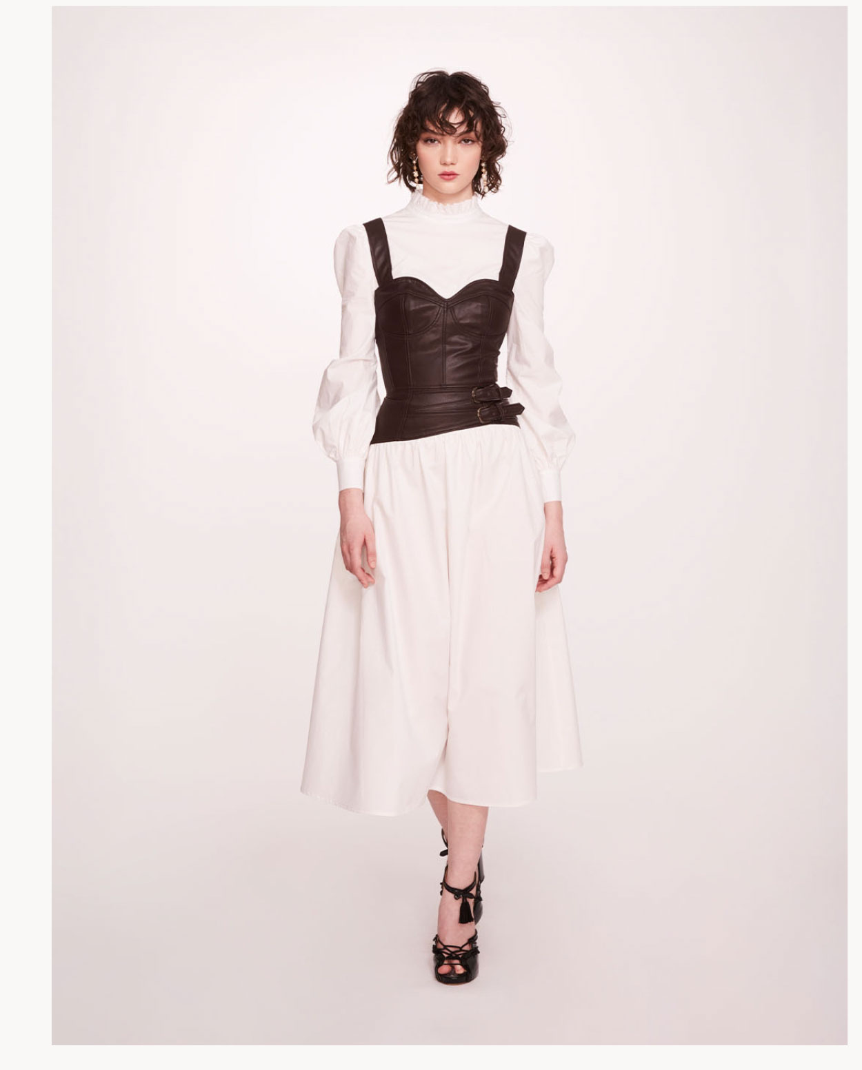 Faux Leather Poplin Corset Dress