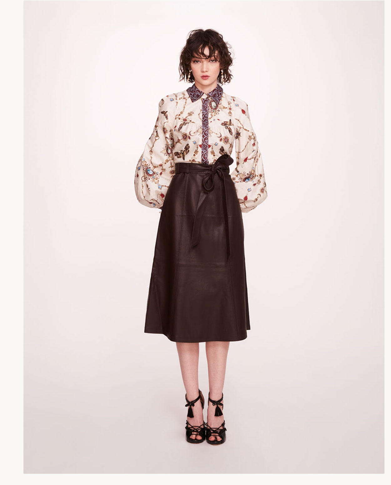 Faux Leather Poplin Midi Dress
